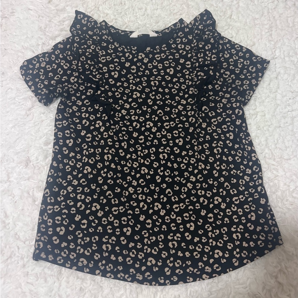 H&M Kids Leopard Print Blouse - Black and Tan